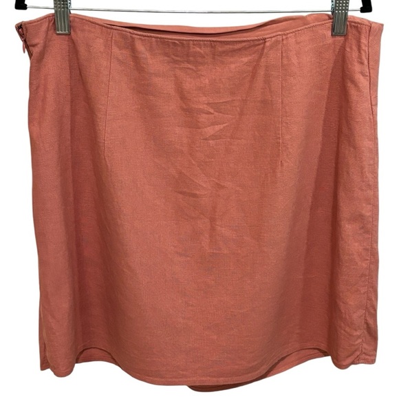 Abercrombie & Fitch Knotted Linen Coral Pink Mini Skirt Sz Large - Picture 3 of 11